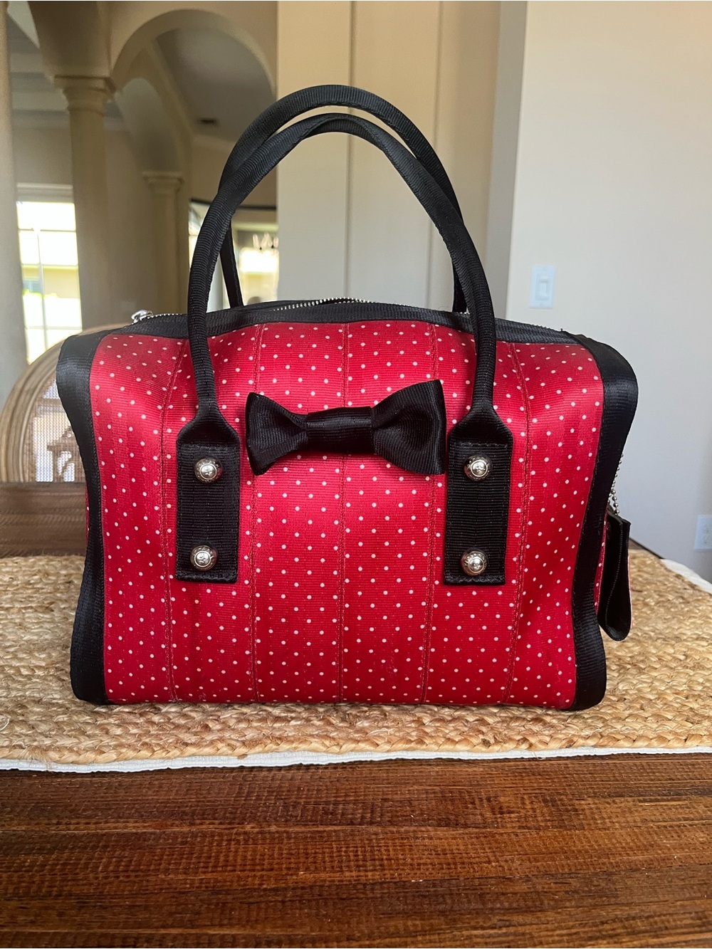 Disney Red Polka Dot Harveys Satchel with Black Trim
